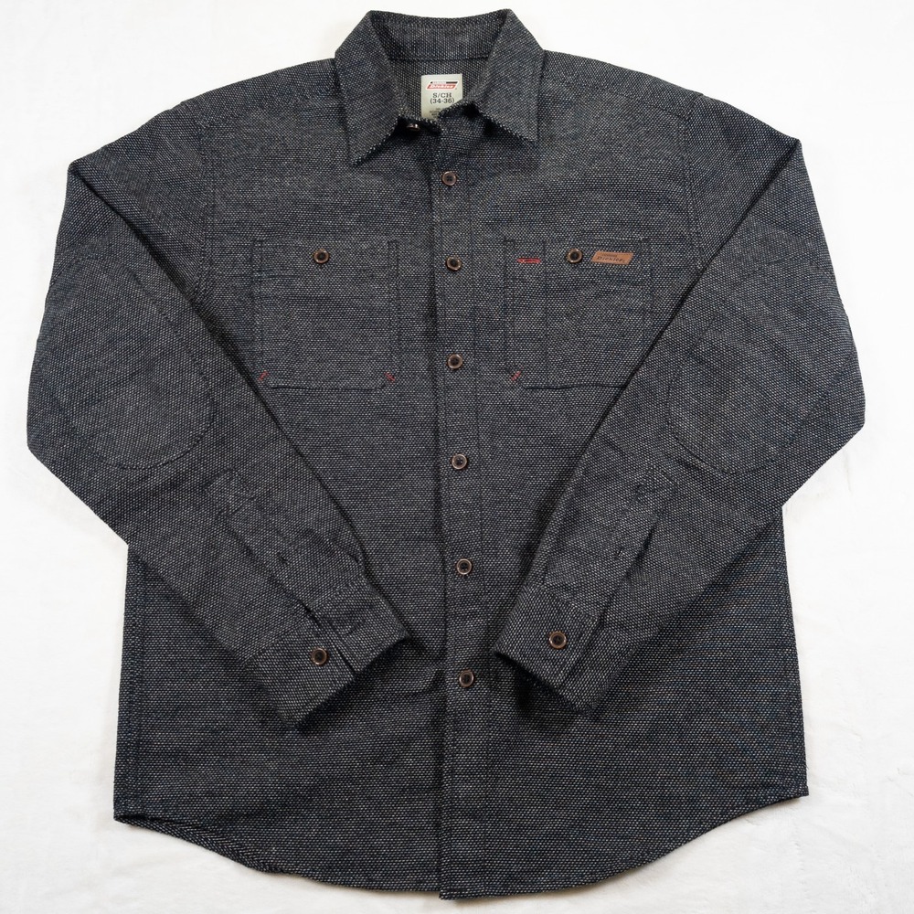 Dickies Shirt Jacket Mens S Black Pepper Chambray Elbow Patch Button Up Shirt